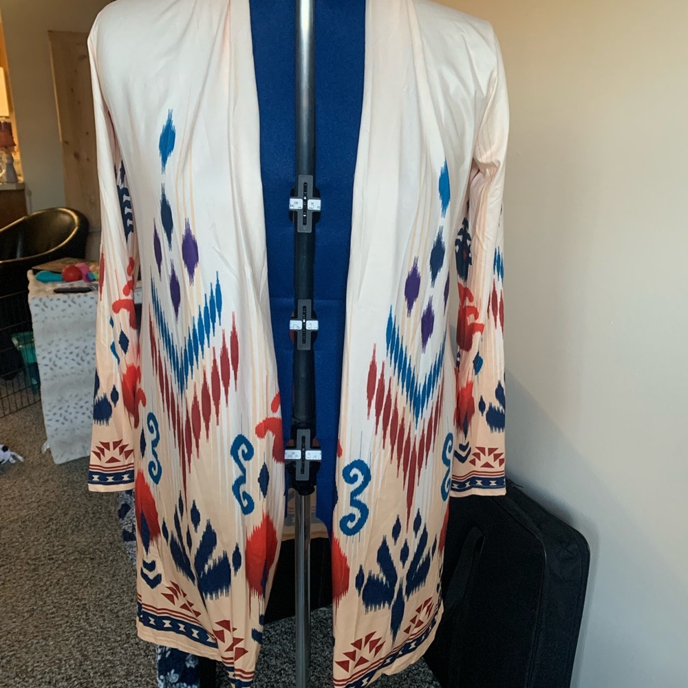 Patterned Open Front Cardigan